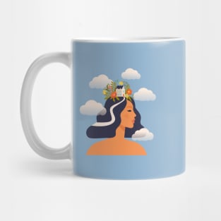 Woman with house and flowers on the head Mug